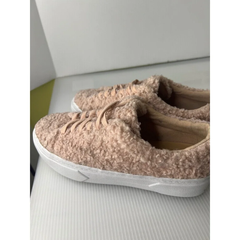 Zara Pink Sherpa Faux Fur Platform Sneakers Low Top Blush EU 37 Size 7